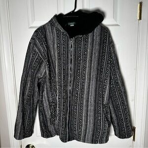 Kathmandu Imports, Black and Whjte Tribal, Heavy Winter Coat, Unisex